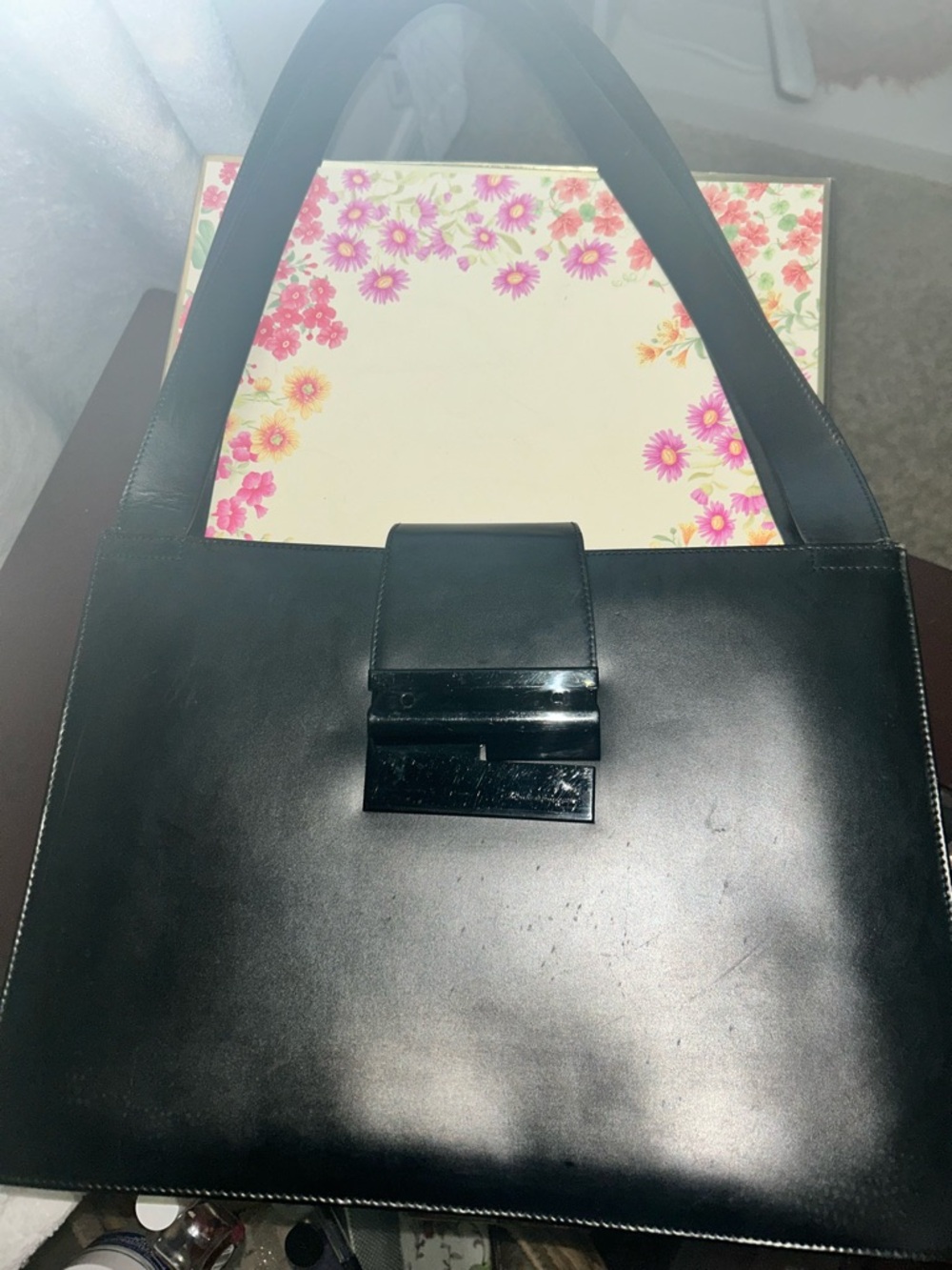 Salvatore Ferragamo Black Interior Leather Label Handbag